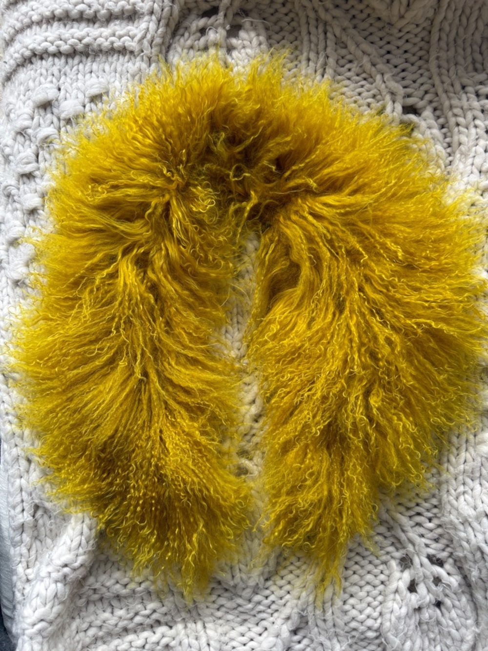 Mongolian Lamb Real Fur Collar in Gold